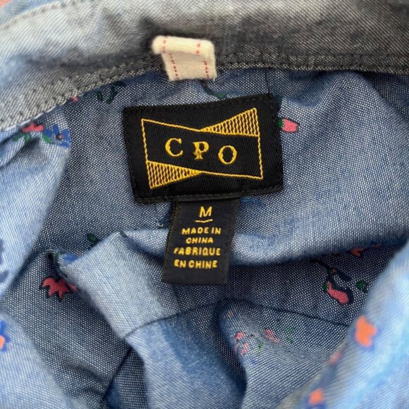 CPO Men's Blue  Floral Short Sleeve Button Down Shirt Size Medium - Picture 9 of 10